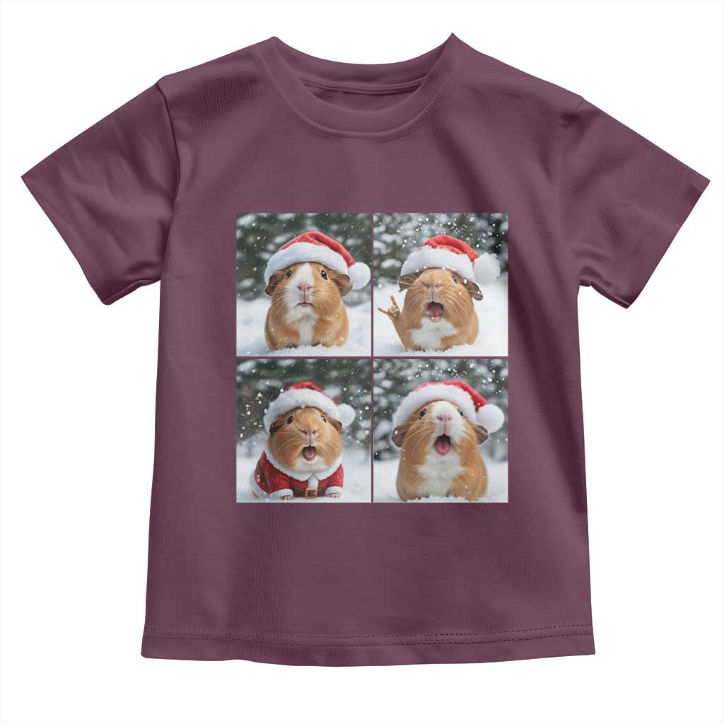 Funny Guinea Pig With Santa Hat Photobooth Toddler T Shirt Christmas Gift TS12 Maroon Print Your Wear