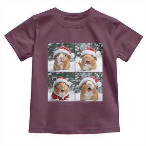 Funny Guinea Pig With Santa Hat Photobooth Toddler T Shirt Christmas Gift TS12 Maroon Print Your Wear