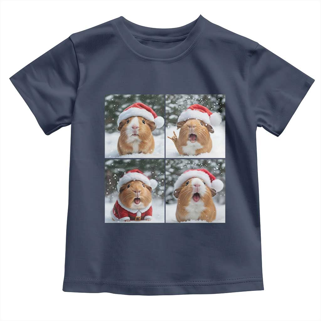 Funny Guinea Pig With Santa Hat Photobooth Toddler T Shirt Christmas Gift TS12 Navy Print Your Wear