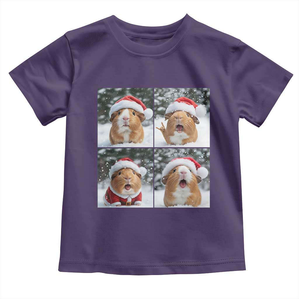 Funny Guinea Pig With Santa Hat Photobooth Toddler T Shirt Christmas Gift TS12 Purple Print Your Wear