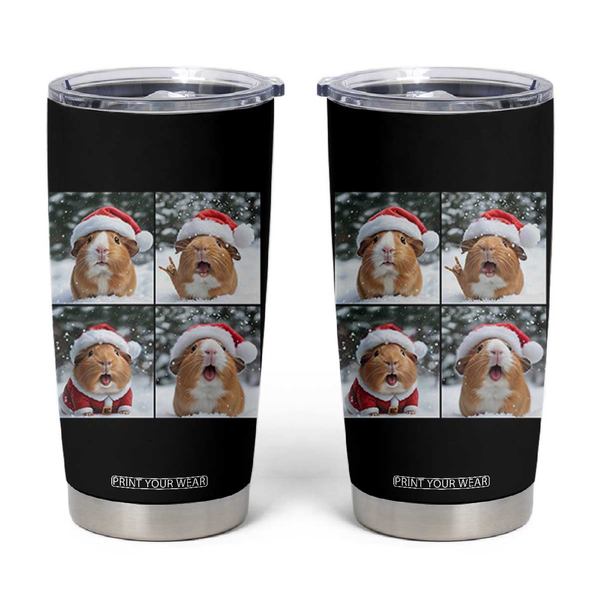 Funny Guinea Pig With Santa Hat Photobooth Tumbler Cup Christmas Gift TS12 Black Print Your Wear