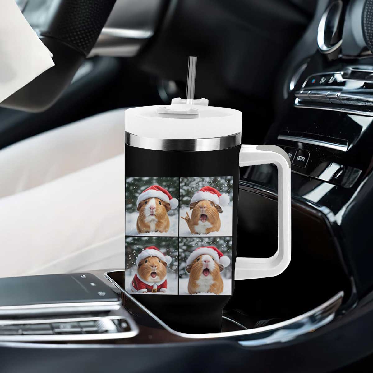 Funny Guinea Pig With Santa Hat Photobooth Tumbler With Handle Christmas Gift TS12 Print Your Wear