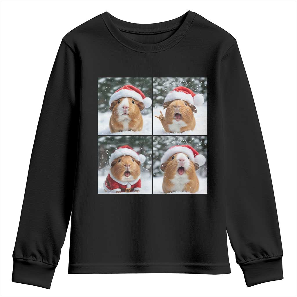 Funny Guinea Pig With Santa Hat Photobooth Youth Sweatshirt Christmas Gift TS12 Black Print Your Wear