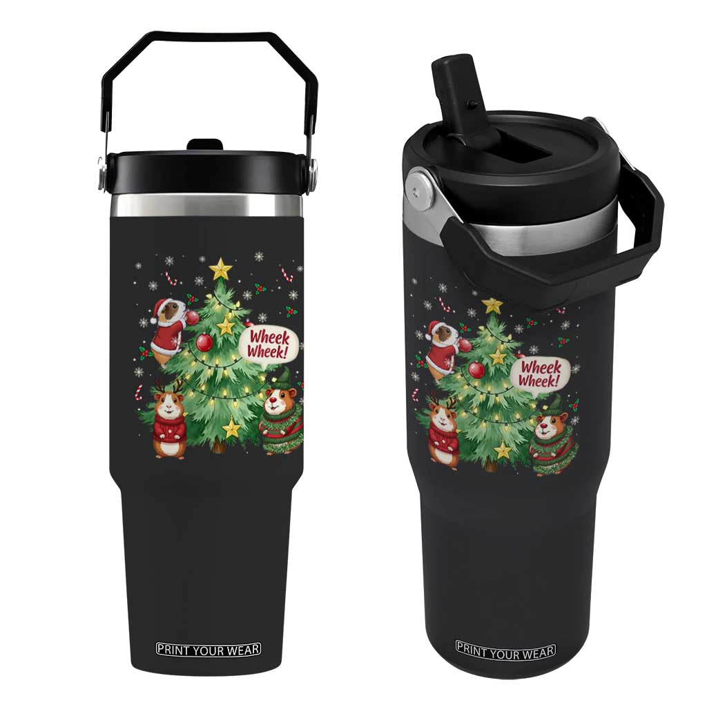 Wheek Wheek Guinea Pig Christmas Outfit Flip Straw Tumbler Cavy Lover Gift TS12 One Size: 30 oz Black Print Your Wear