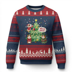 Wheek Wheek Guinea Pig Xmas Outfit Ugly Christmas Sweater Cavy Lover Gift TS12 Navy Red Print Your Wear