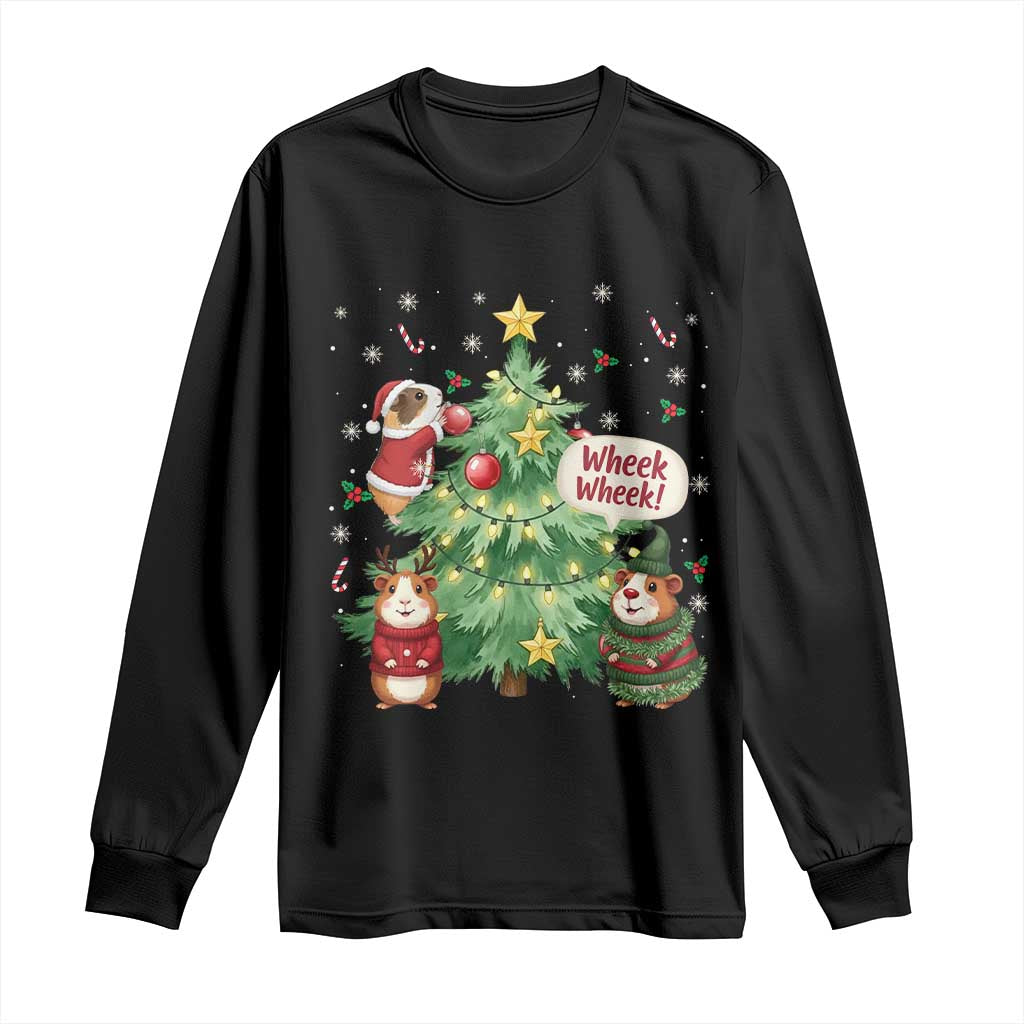 Wheek Wheek Guinea Pig Christmas Outfit Long Sleeve Shirt Cavy Lover Gift TS12 Black Print Your Wear