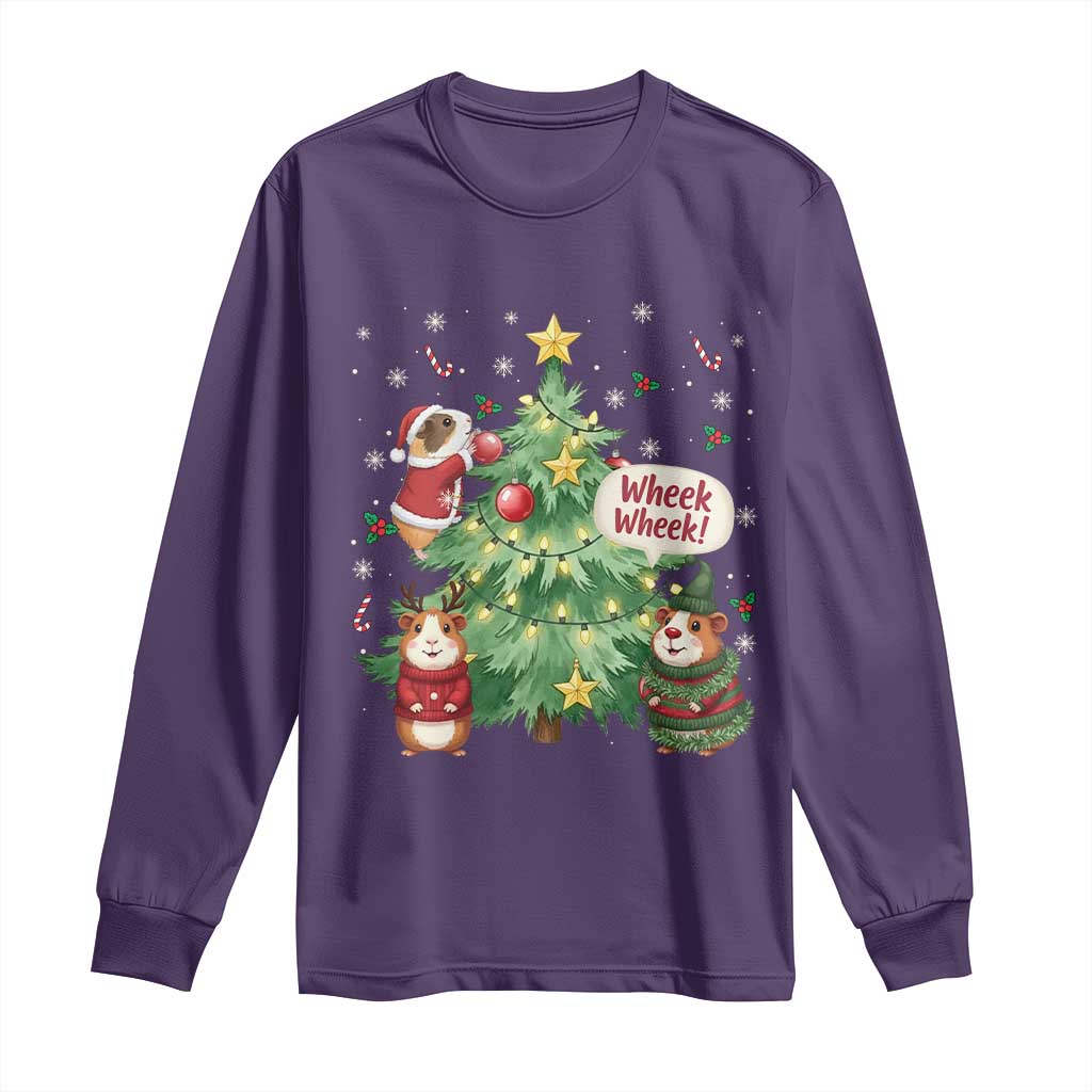Wheek Wheek Guinea Pig Christmas Outfit Long Sleeve Shirt Cavy Lover Gift TS12 Purple Print Your Wear