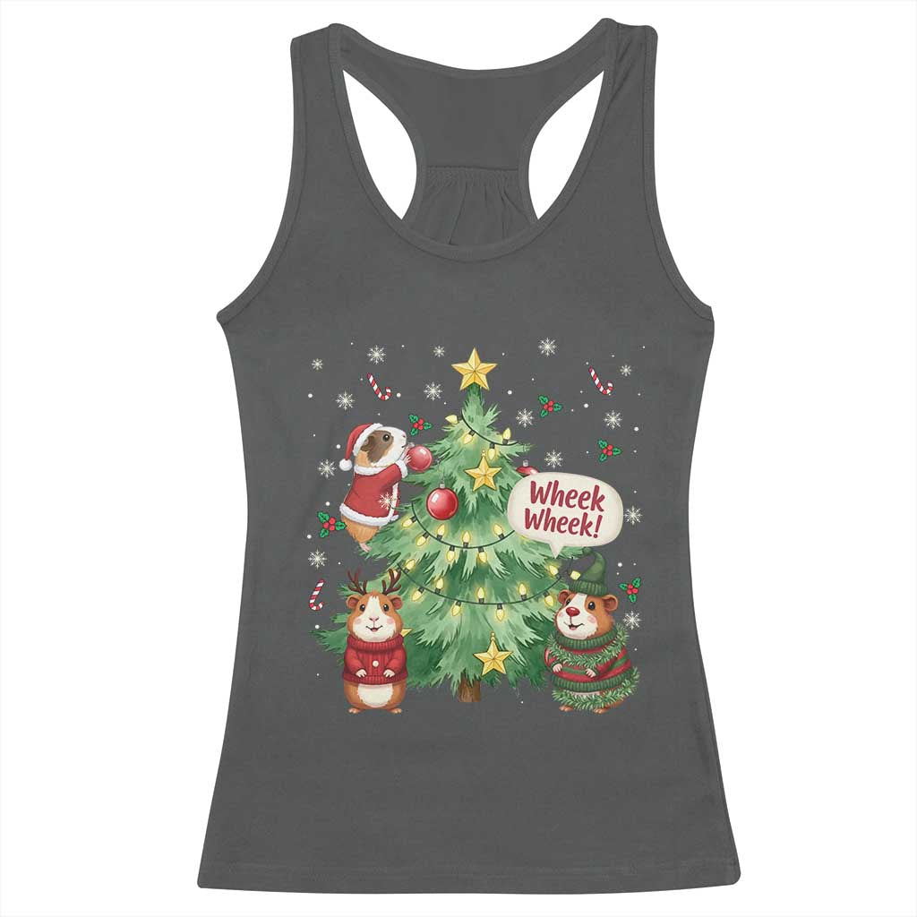 Wheek Wheek Guinea Pig Christmas Outfit Racerback Tank Top Cavy Lover Gift TS12 Dark Heather Print Your Wear