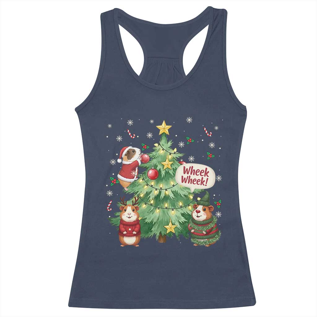 Wheek Wheek Guinea Pig Christmas Outfit Racerback Tank Top Cavy Lover Gift TS12 Navy Print Your Wear