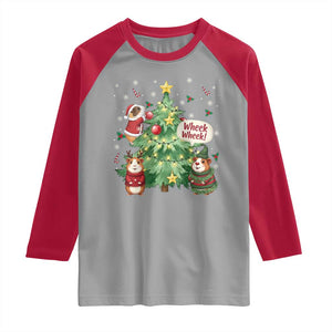 Wheek Wheek Guinea Pig Christmas Outfit Raglan Shirt Cavy Lover Gift TS12 Sport Gray Red Print Your Wear