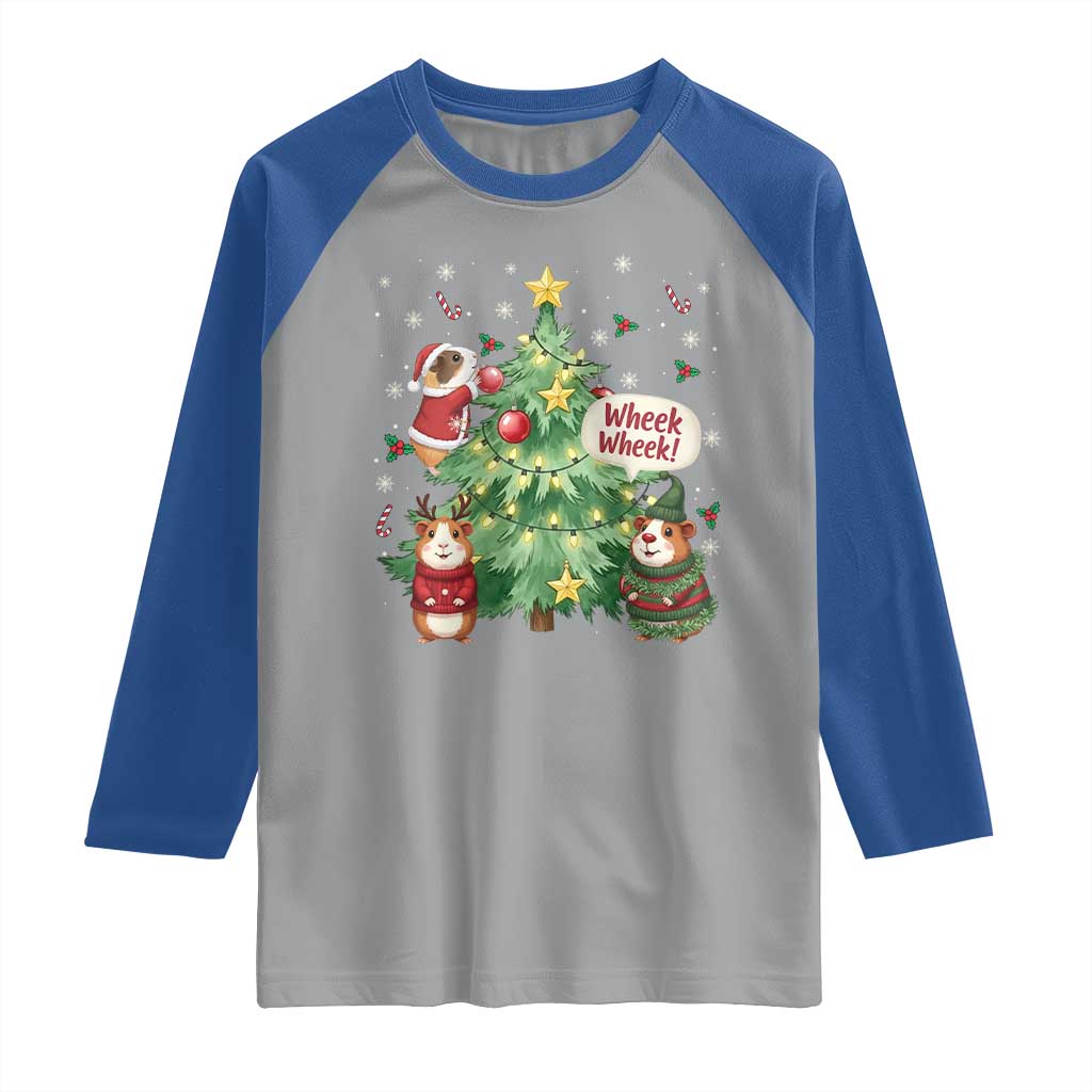Wheek Wheek Guinea Pig Christmas Outfit Raglan Shirt Cavy Lover Gift TS12 Sport Gray Royal Print Your Wear