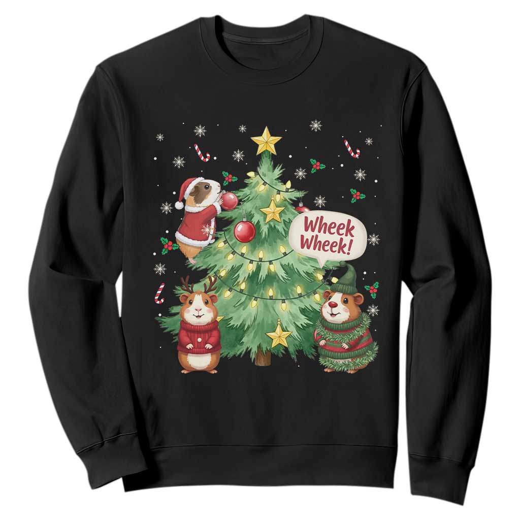 Wheek Wheek Guinea Pig Christmas Outfit Sweatshirt Cavy Lover Gift TS12 Black Print Your Wear