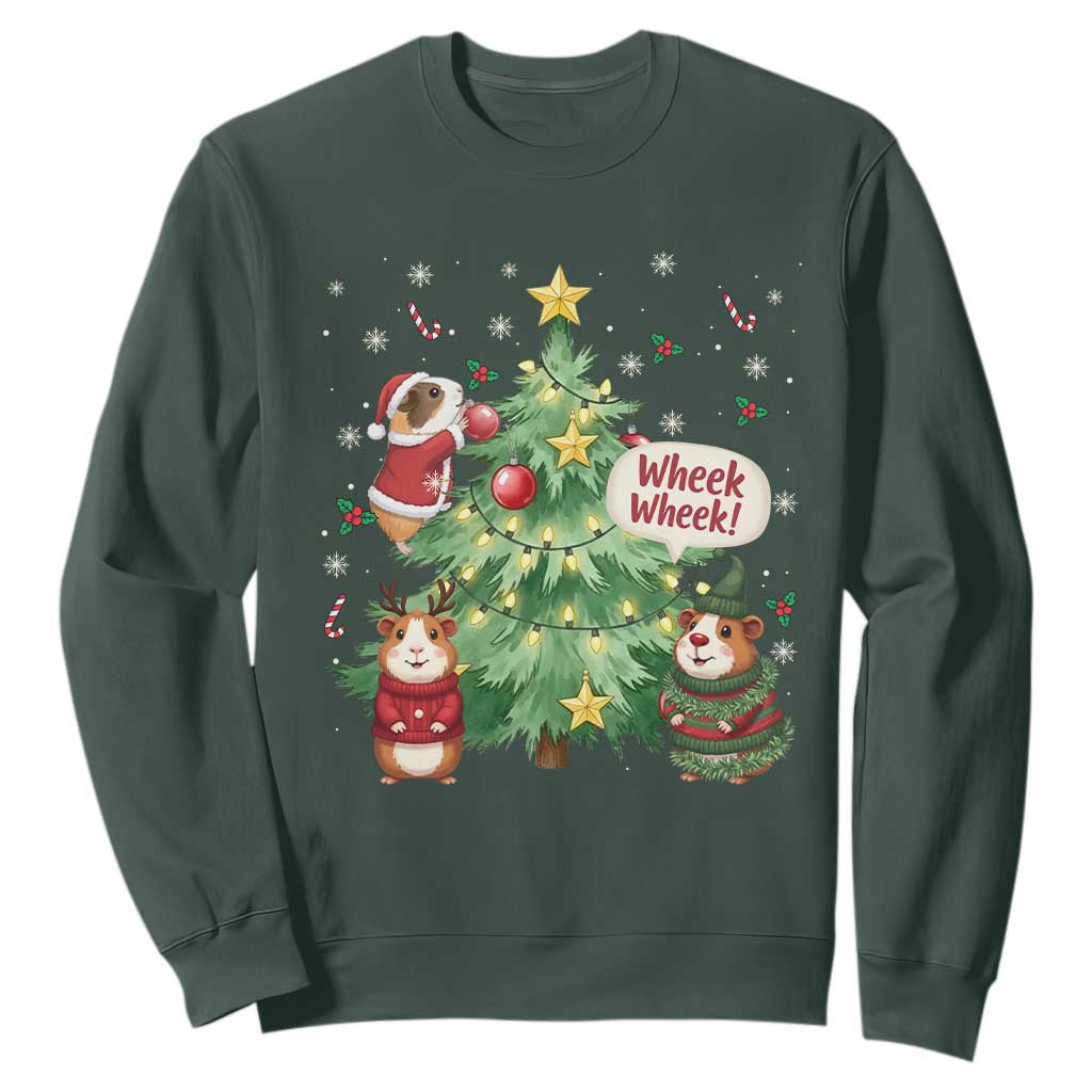 Wheek Wheek Guinea Pig Christmas Outfit Sweatshirt Cavy Lover Gift TS12 Dark Forest Green Print Your Wear