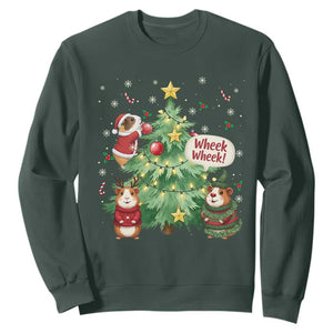Wheek Wheek Guinea Pig Christmas Outfit Sweatshirt Cavy Lover Gift TS12 Dark Forest Green Print Your Wear