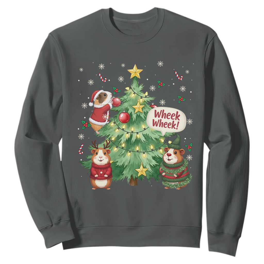 Wheek Wheek Guinea Pig Christmas Outfit Sweatshirt Cavy Lover Gift TS12 Dark Heather Print Your Wear