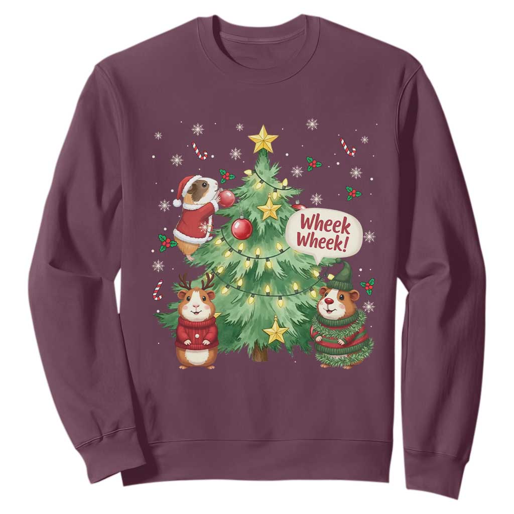Wheek Wheek Guinea Pig Christmas Outfit Sweatshirt Cavy Lover Gift TS12 Maroon Print Your Wear
