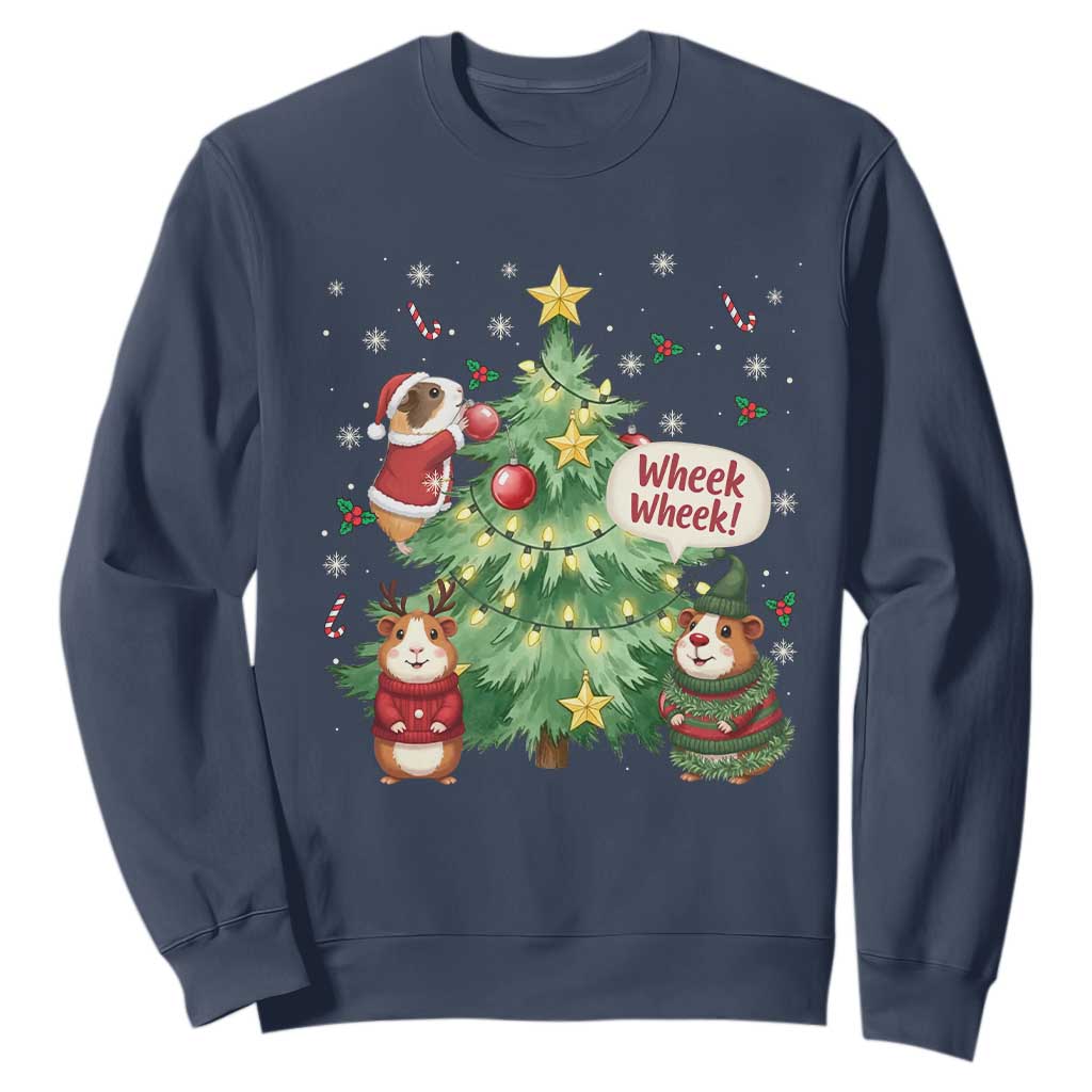 Wheek Wheek Guinea Pig Christmas Outfit Sweatshirt Cavy Lover Gift TS12 Navy Print Your Wear