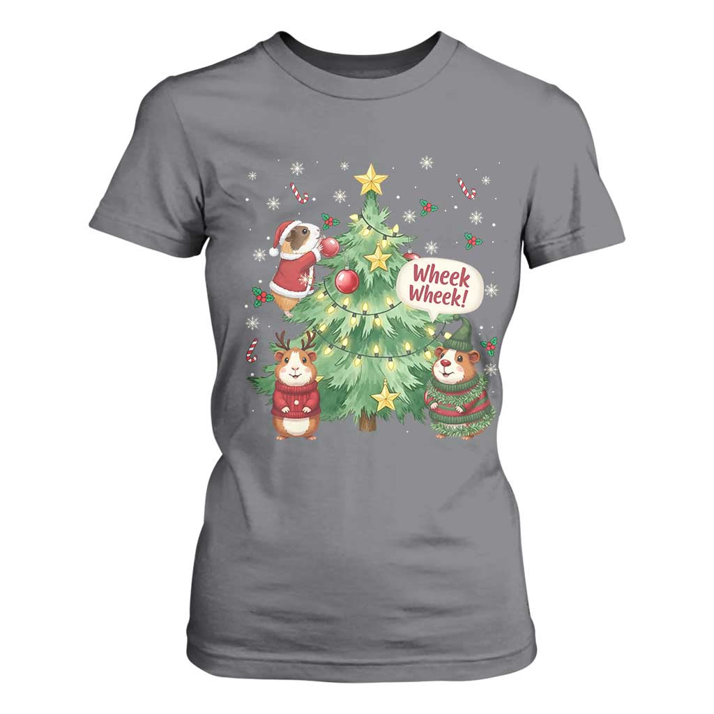Wheek Wheek Guinea Pig Christmas Outfit T Shirt For Women Cavy Lover Gift TS12 Charcoal Print Your Wear