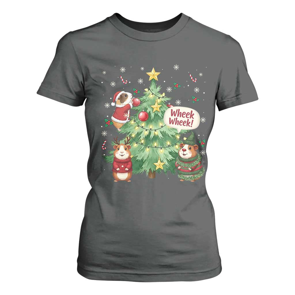 Wheek Wheek Guinea Pig Christmas Outfit T Shirt For Women Cavy Lover Gift TS12 Dark Heather Print Your Wear