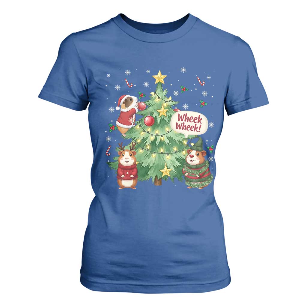 Wheek Wheek Guinea Pig Christmas Outfit T Shirt For Women Cavy Lover Gift TS12 Royal Blue Print Your Wear