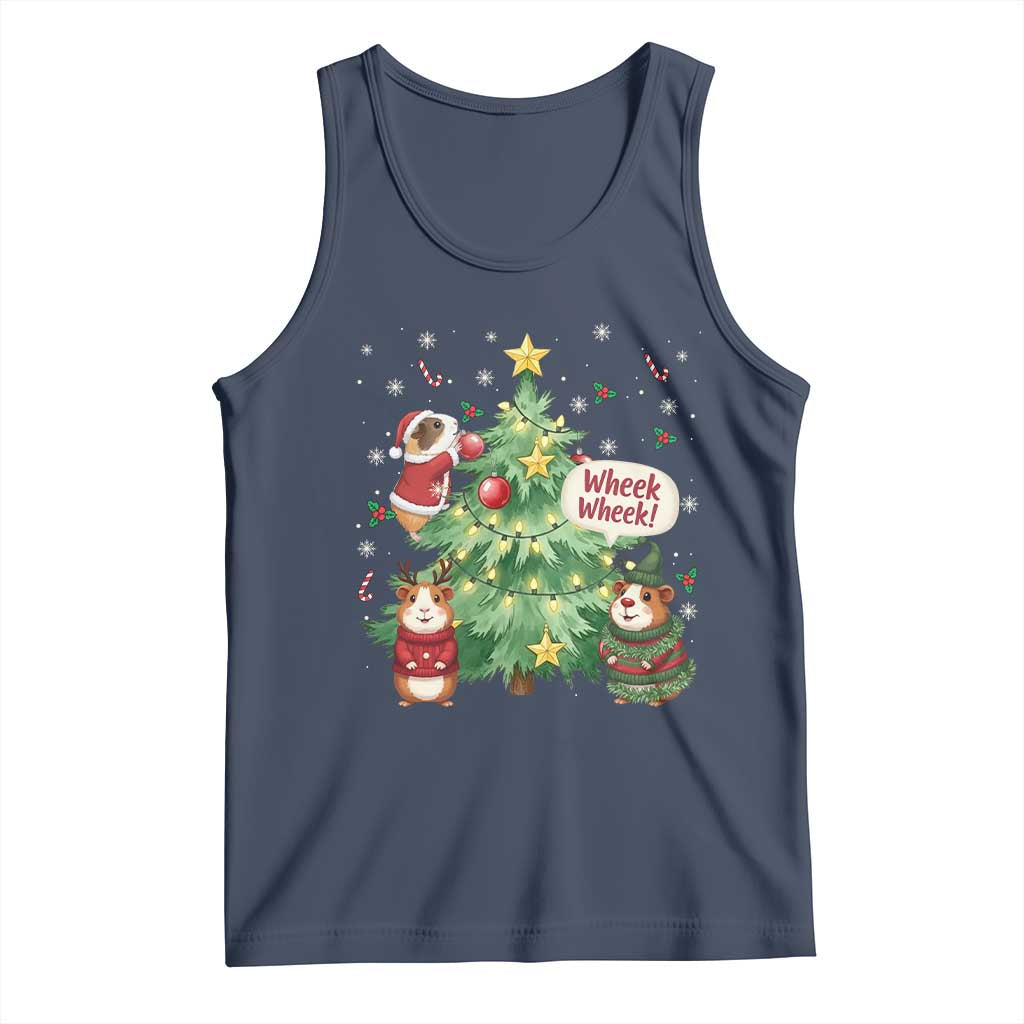 Wheek Wheek Guinea Pig Christmas Outfit Tank Top Cavy Lover Gift TS12 Navy Print Your Wear