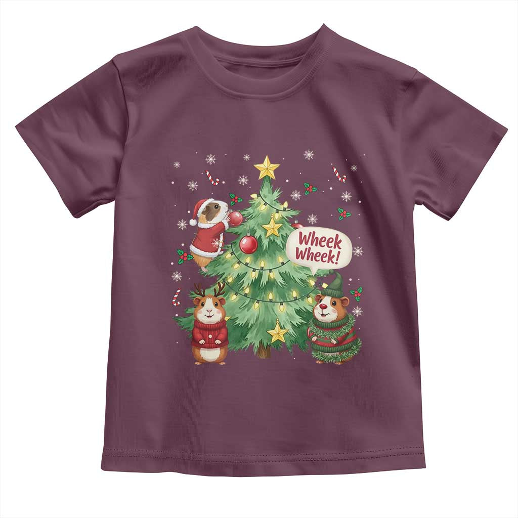 Wheek Wheek Guinea Pig Christmas Outfit Toddler T Shirt Cavy Lover Gift TS12 Maroon Print Your Wear