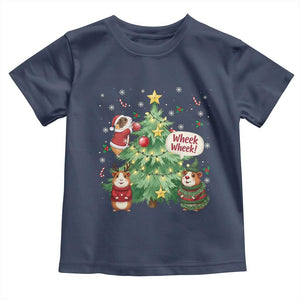 Wheek Wheek Guinea Pig Christmas Outfit Toddler T Shirt Cavy Lover Gift TS12 Navy Print Your Wear