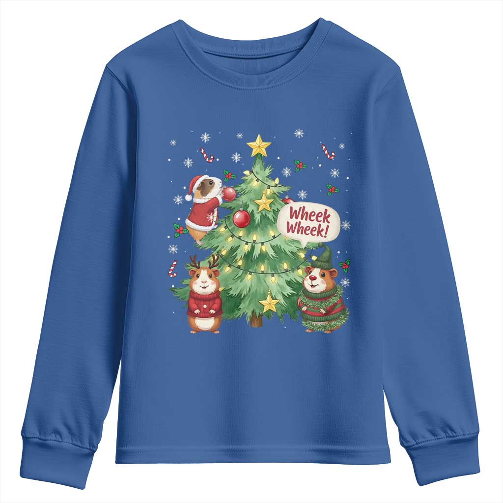 Wheek Wheek Guinea Pig Christmas Outfit Youth Sweatshirt Cavy Lover Gift TS12 Royal Blue Print Your Wear