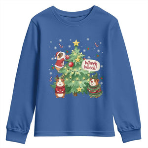 Wheek Wheek Guinea Pig Christmas Outfit Youth Sweatshirt Cavy Lover Gift TS12 Royal Blue Print Your Wear