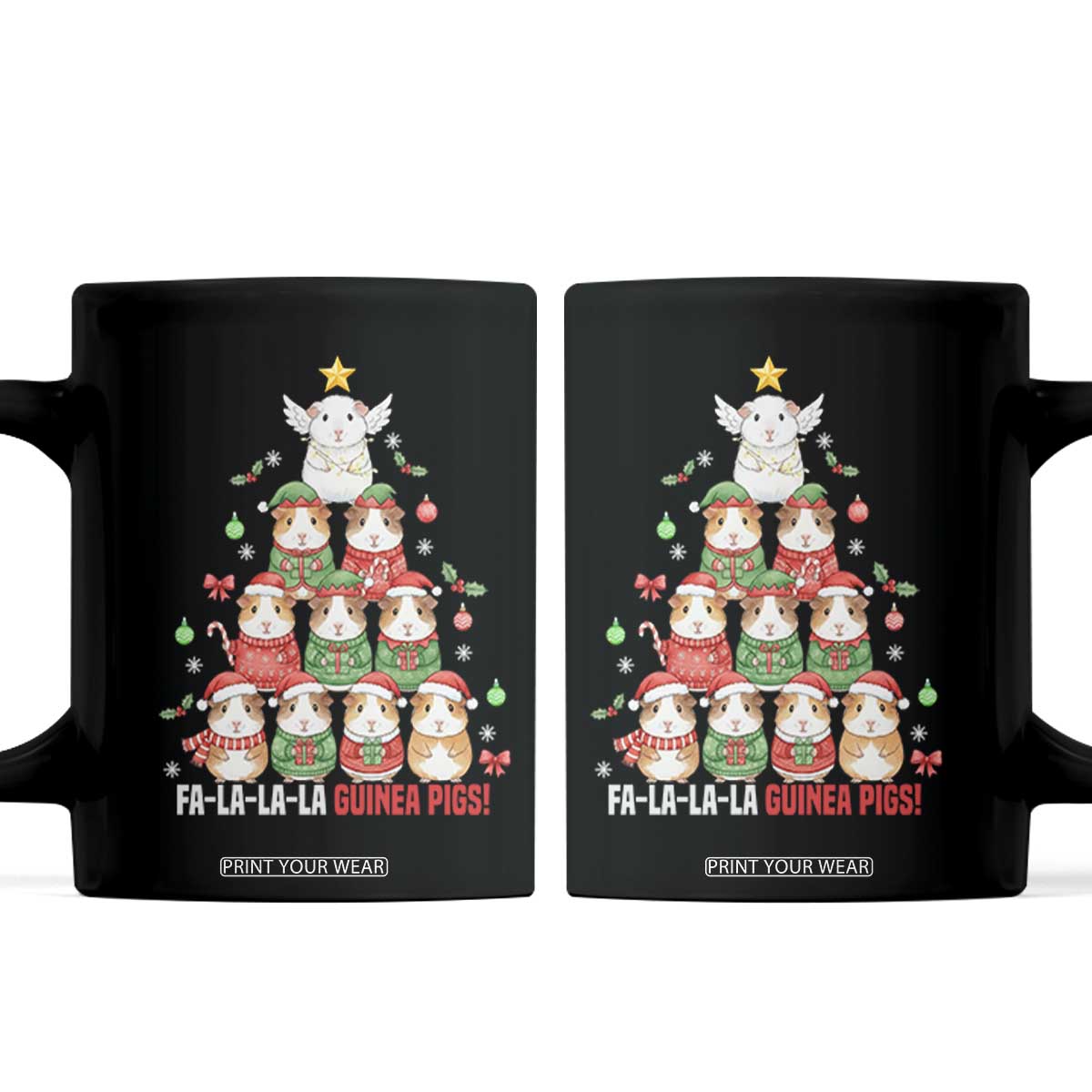 Fa La La La Guinea Pigs Coffee Mug Funny Christmas Cavy Lover Gift TS12 Black Print Your Wear