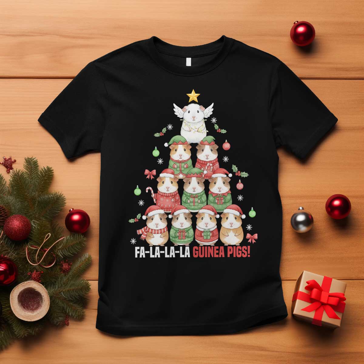 Fa La La La Guinea Pigs T Shirt Funny Christmas Cavy Lover Gift TS12 Black Print Your Wear