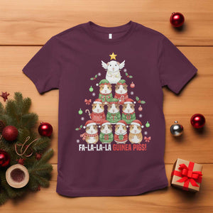 Fa La La La Guinea Pigs T Shirt Funny Christmas Cavy Lover Gift TS12 Maroon Print Your Wear