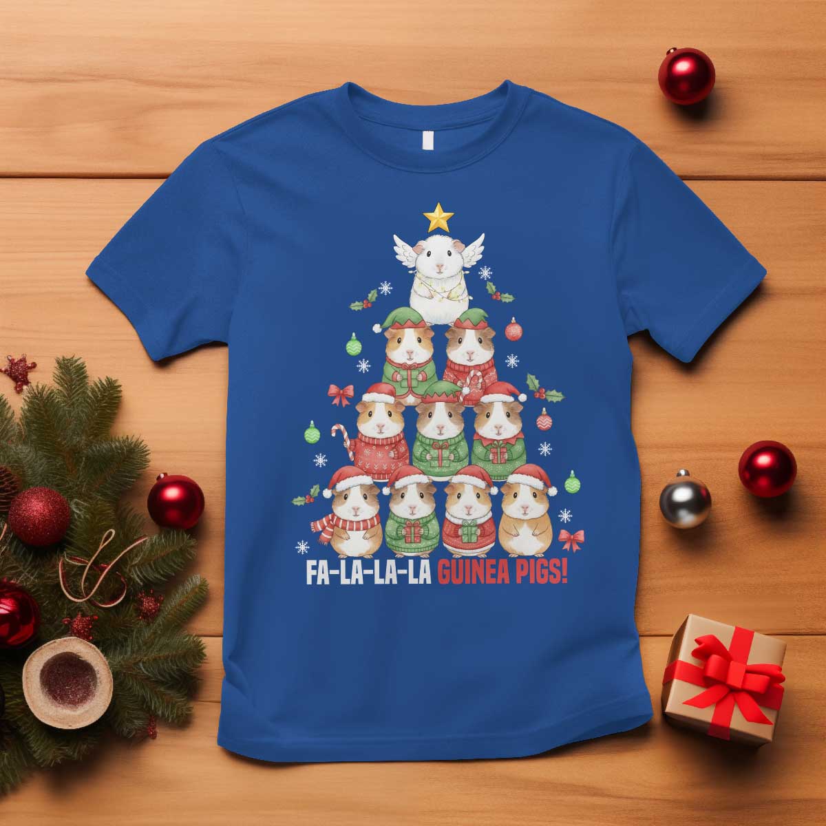 Fa La La La Guinea Pigs T Shirt Funny Christmas Cavy Lover Gift TS12 Royal Blue Print Your Wear