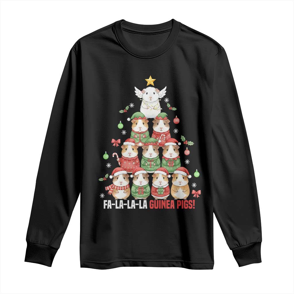 Fa La La La Guinea Pigs Long Sleeve Shirt Funny Christmas Cavy Lover Gift TS12 Black Print Your Wear