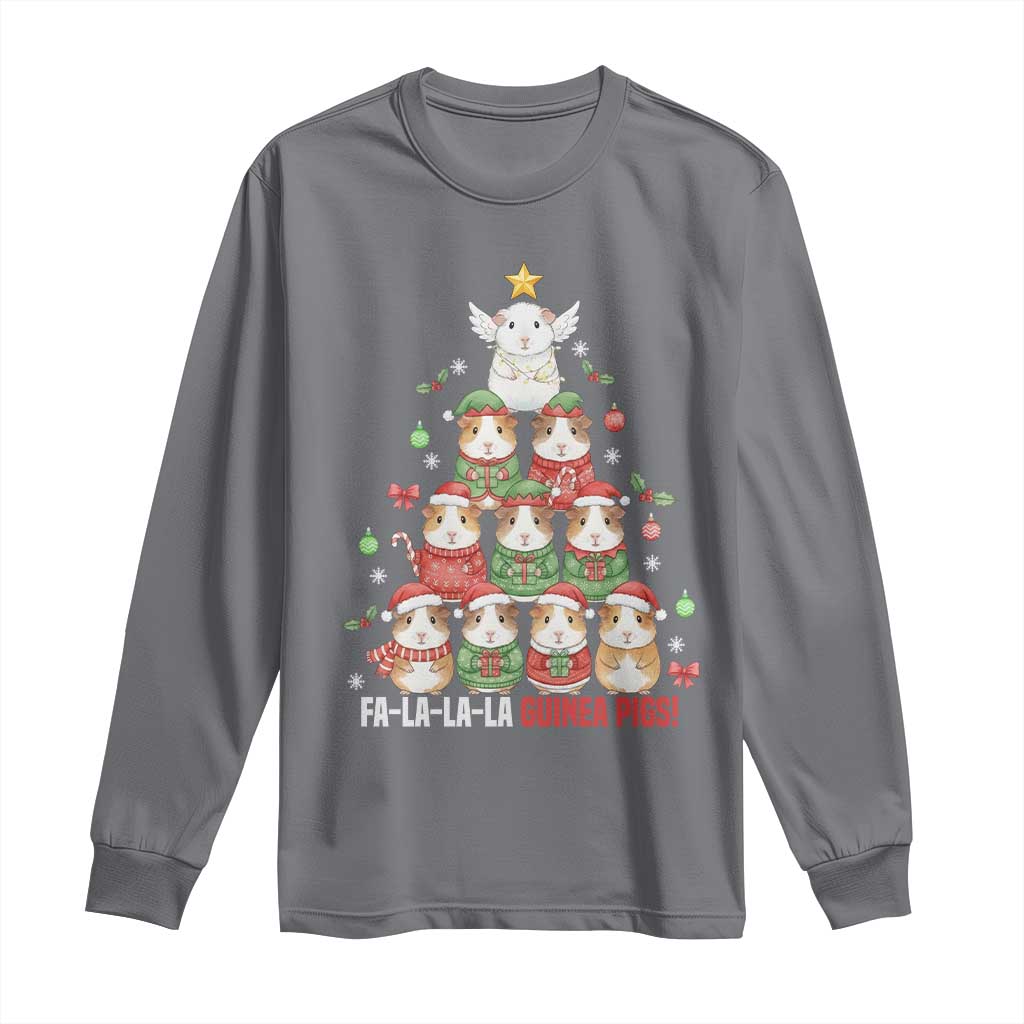 Fa La La La Guinea Pigs Long Sleeve Shirt Funny Christmas Cavy Lover Gift TS12 Charcoal Print Your Wear