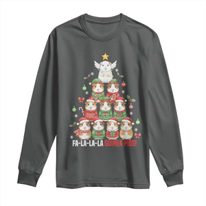 Fa La La La Guinea Pigs Long Sleeve Shirt Funny Christmas Cavy Lover Gift TS12 Dark Heather Print Your Wear