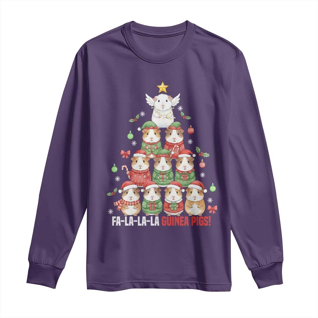 Fa La La La Guinea Pigs Long Sleeve Shirt Funny Christmas Cavy Lover Gift TS12 Purple Print Your Wear