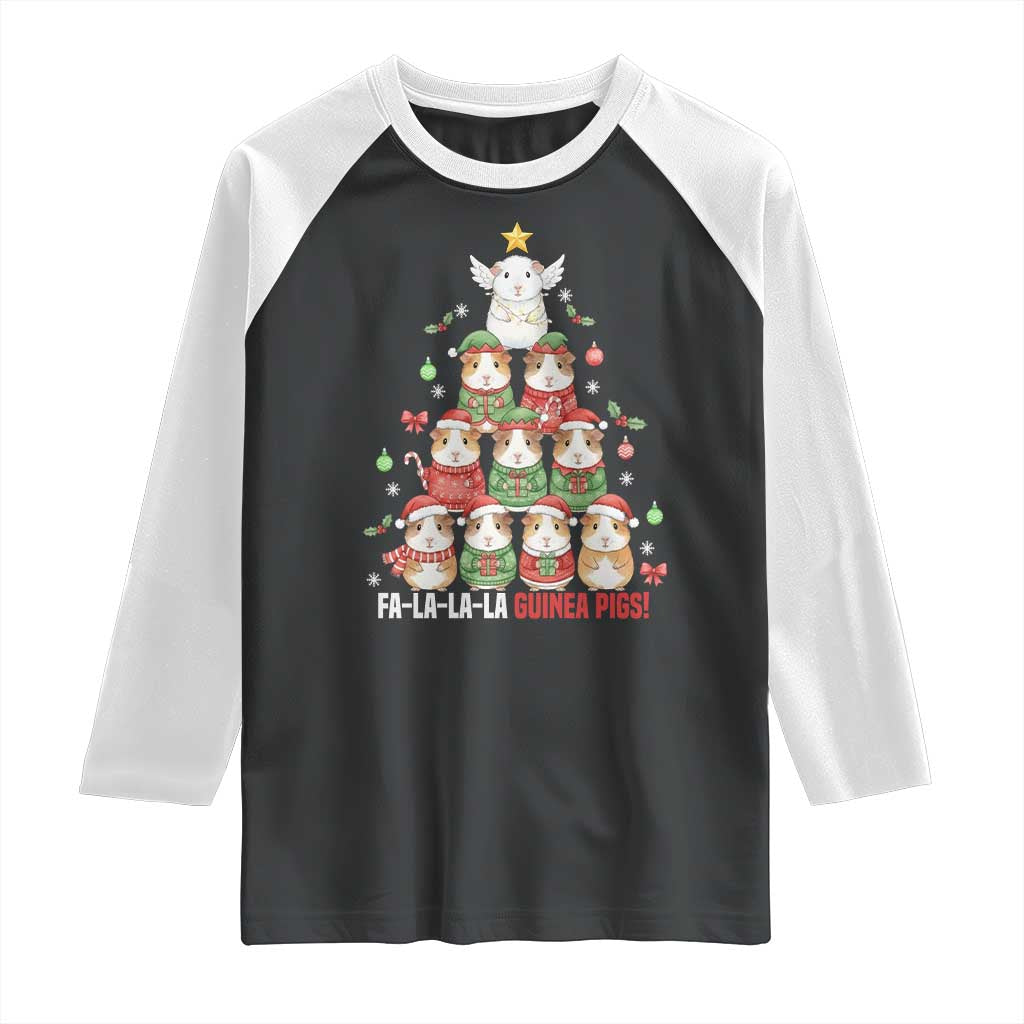 Fa La La La Guinea Pigs Raglan Shirt Funny Christmas Cavy Lover Gift TS12 Black White Print Your Wear