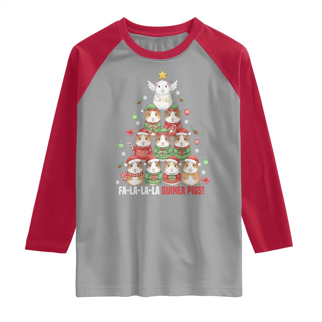 Fa La La La Guinea Pigs Raglan Shirt Funny Christmas Cavy Lover Gift TS12 Sport Gray Red Print Your Wear