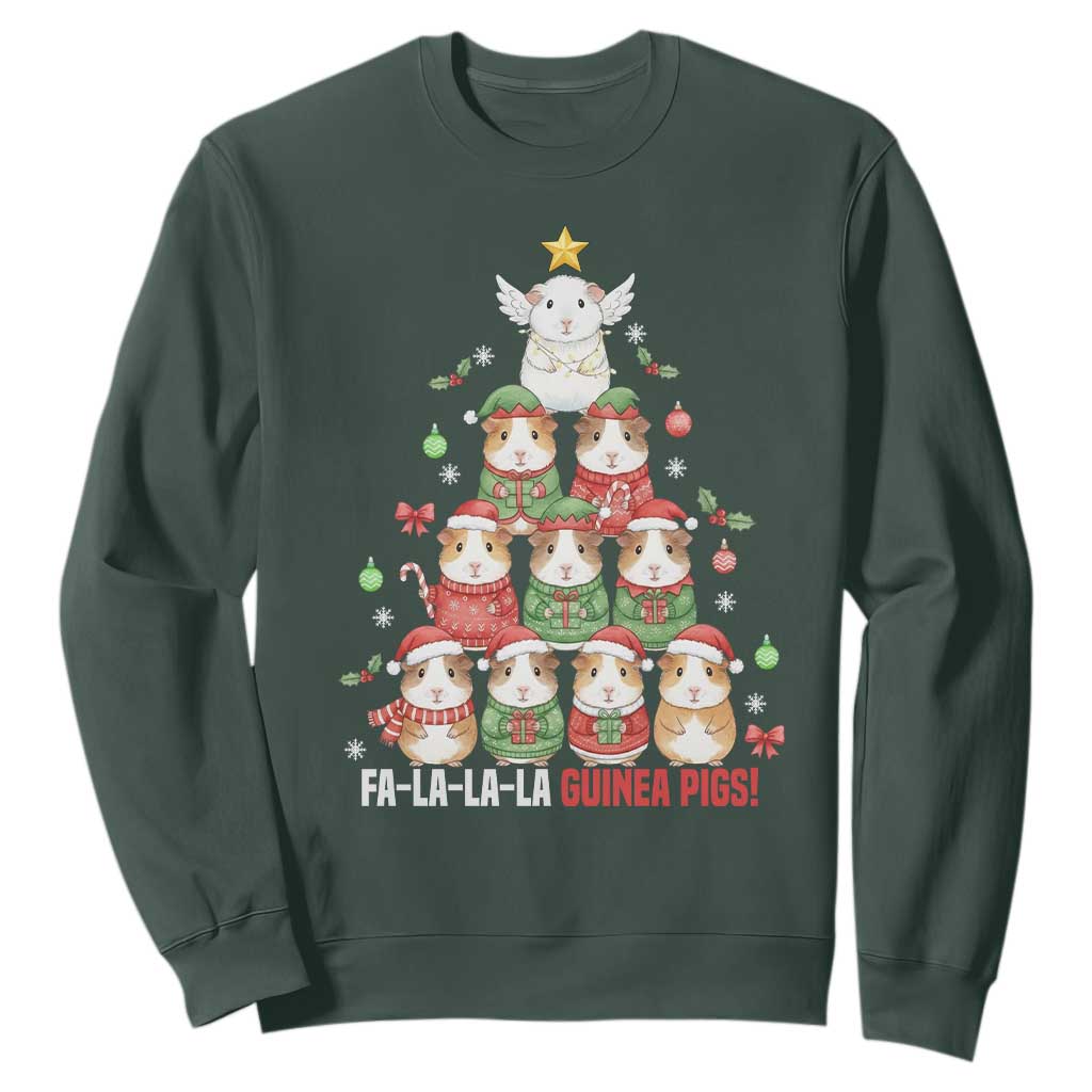 Fa La La La Guinea Pigs Sweatshirt Funny Christmas Cavy Lover Gift TS12 Dark Forest Green Print Your Wear