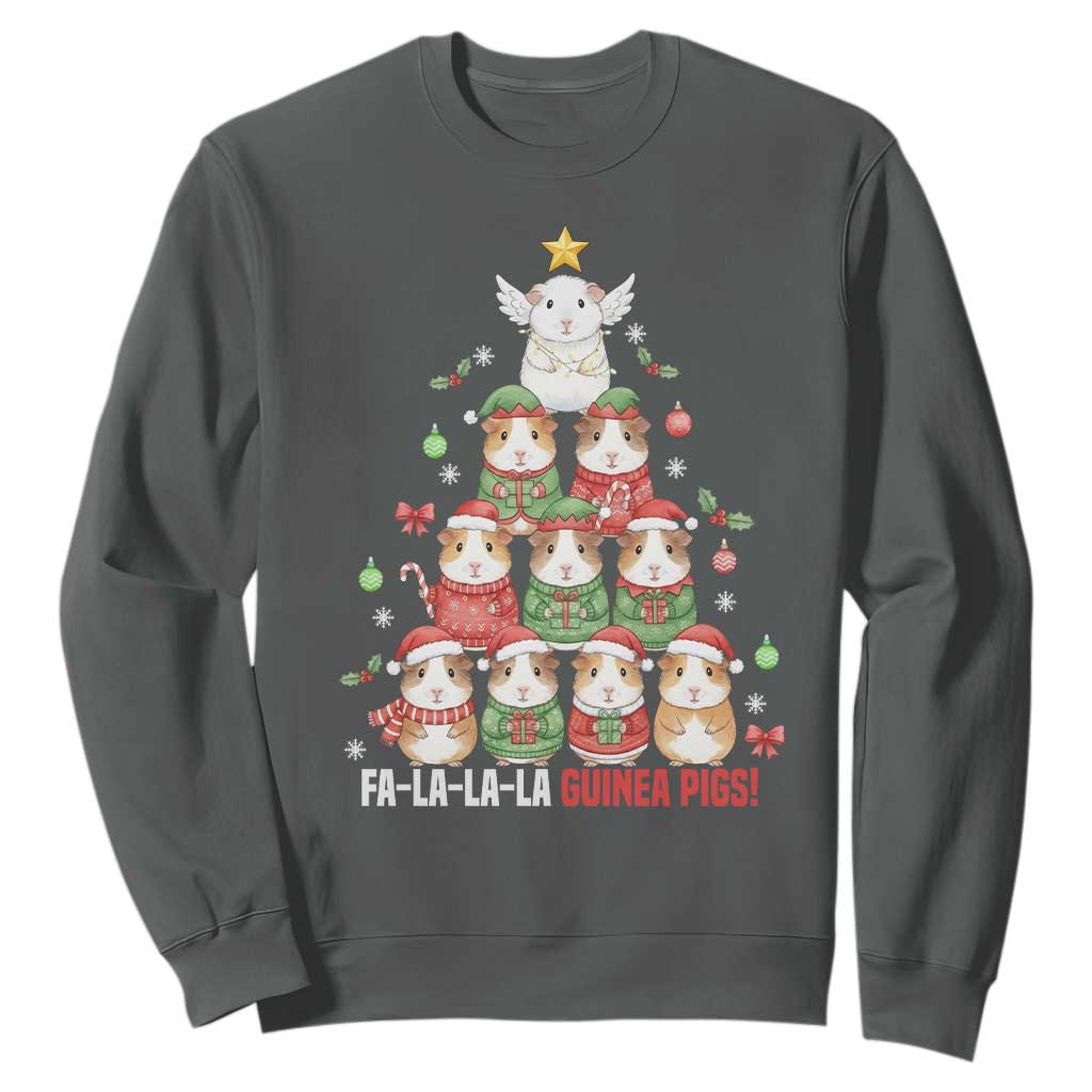Fa La La La Guinea Pigs Sweatshirt Funny Christmas Cavy Lover Gift TS12 Dark Heather Print Your Wear