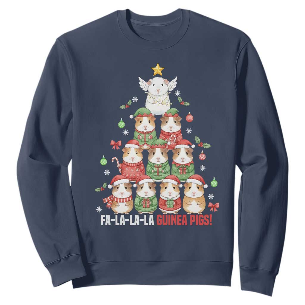 Fa La La La Guinea Pigs Sweatshirt Funny Christmas Cavy Lover Gift TS12 Navy Print Your Wear
