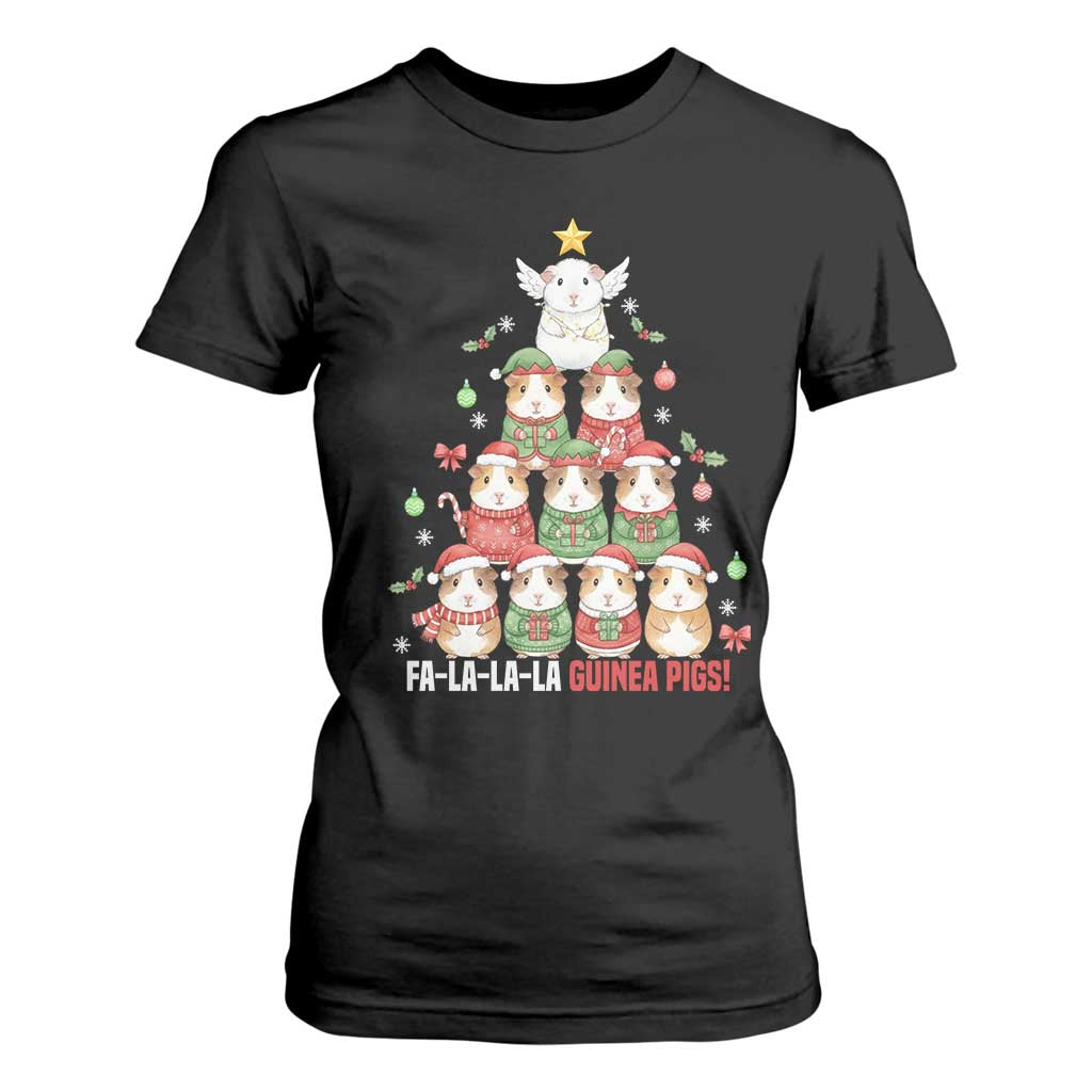 Fa La La La Guinea Pigs T Shirt For Women Funny Christmas Cavy Lover Gift TS12 Black Print Your Wear