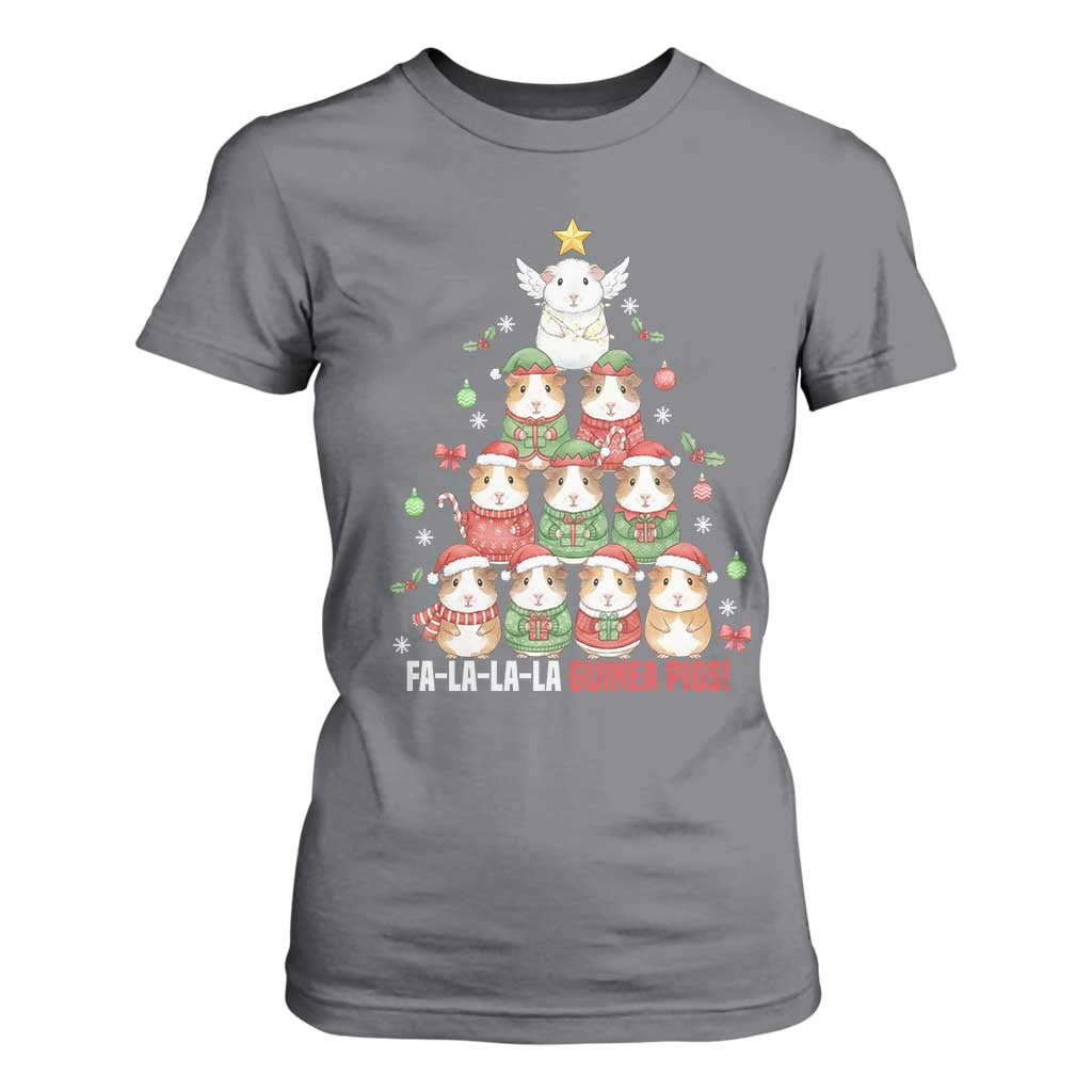 Fa La La La Guinea Pigs T Shirt For Women Funny Christmas Cavy Lover Gift TS12 Charcoal Print Your Wear