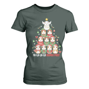 Fa La La La Guinea Pigs T Shirt For Women Funny Christmas Cavy Lover Gift TS12 Dark Forest Green Print Your Wear