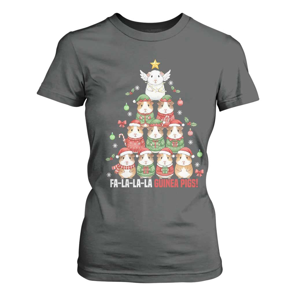 Fa La La La Guinea Pigs T Shirt For Women Funny Christmas Cavy Lover Gift TS12 Dark Heather Print Your Wear