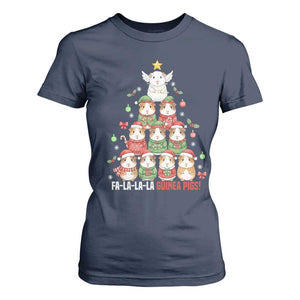 Fa La La La Guinea Pigs T Shirt For Women Funny Christmas Cavy Lover Gift TS12 Navy Print Your Wear