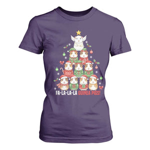 Fa La La La Guinea Pigs T Shirt For Women Funny Christmas Cavy Lover Gift TS12 Purple Print Your Wear