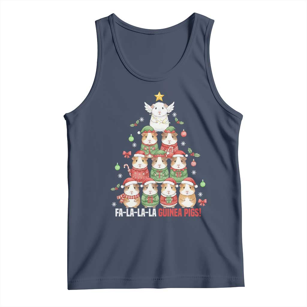 Fa La La La Guinea Pigs Tank Top Funny Christmas Cavy Lover Gift TS12 Navy Print Your Wear
