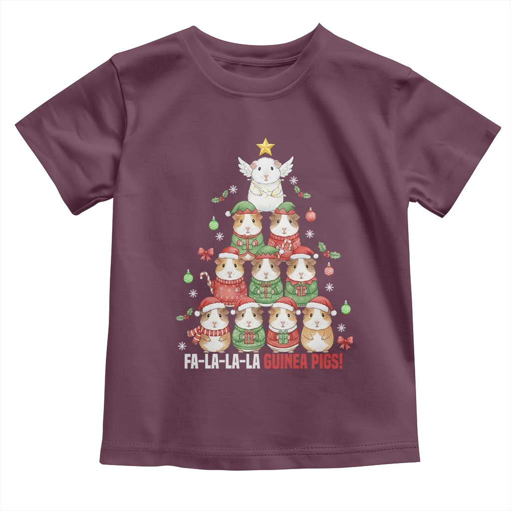Fa La La La Guinea Pigs Toddler T Shirt Funny Christmas Cavy Lover Gift TS12 Maroon Print Your Wear